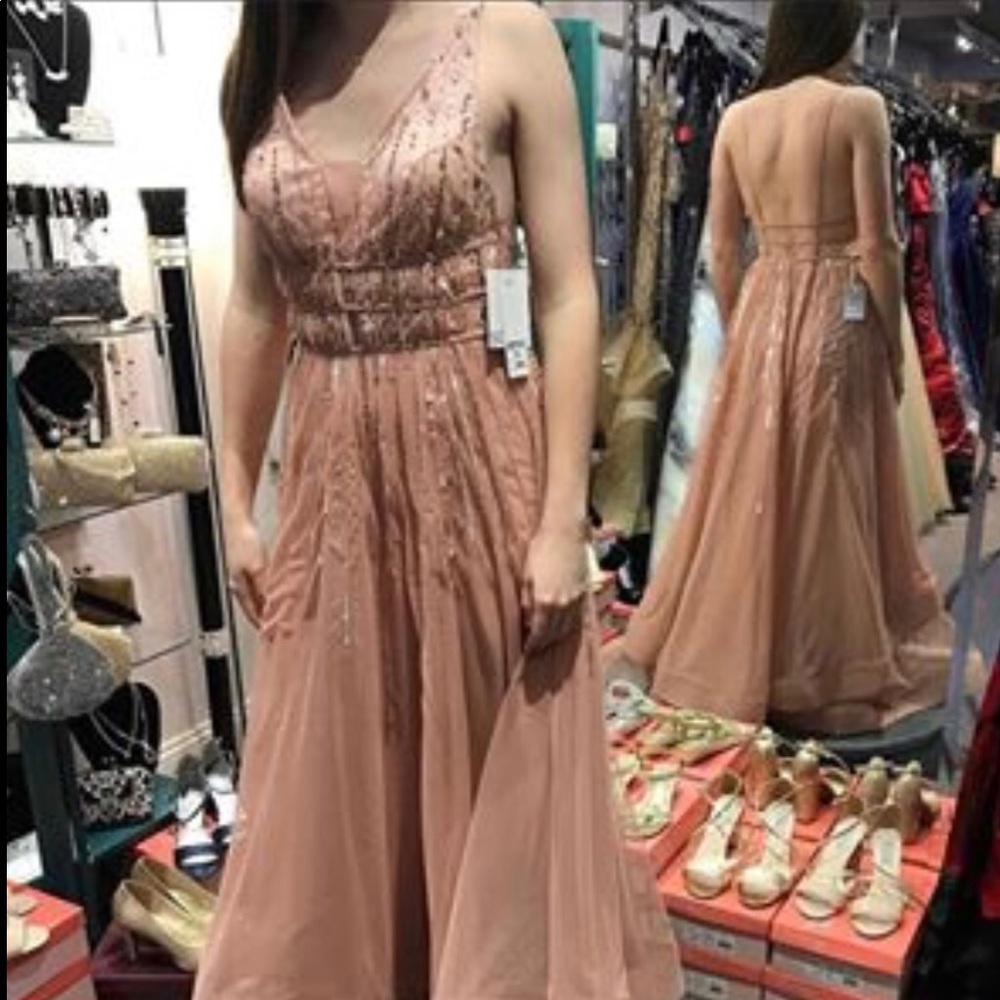 Size 4 Rose Gold Prom gown open back